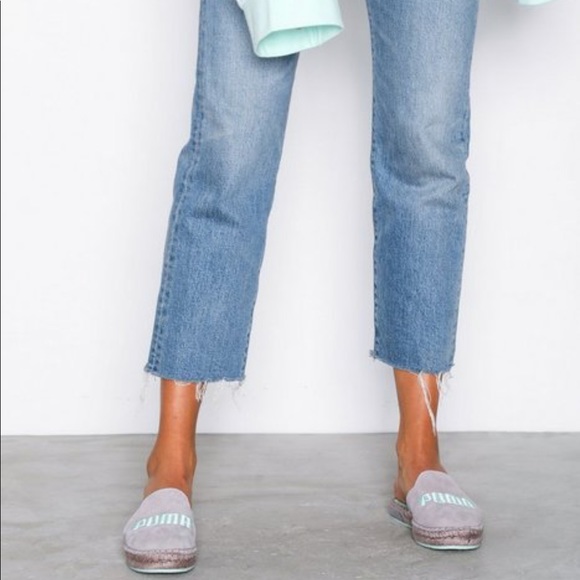 NIB Fenty Puma espadrilles slides sz 5.5 gray blue - Picture 2 of 7